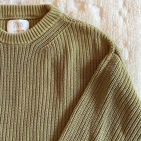 Zara - Girls Sage Green Knit Sweater - Picture 3 of 8